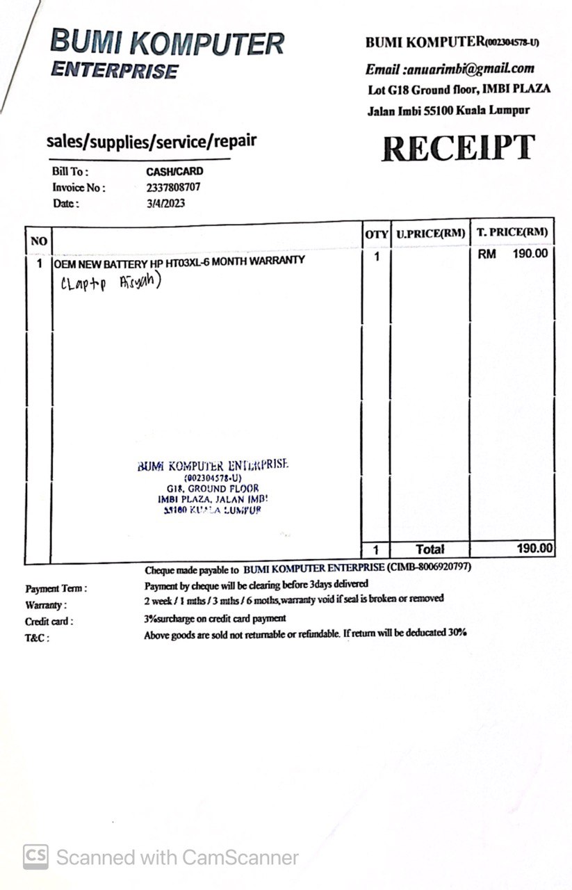 Receipt Rupiah D'OFFIS
